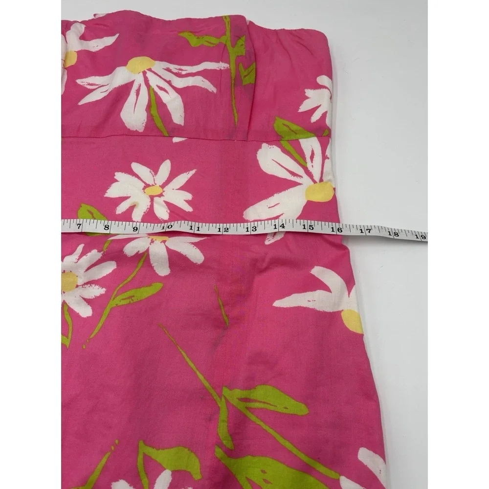 Lilly Pulitzer Strapless Pink Daisy Floral Cotton Dress Size 10 Resort Preppy - Picture 10 of 11